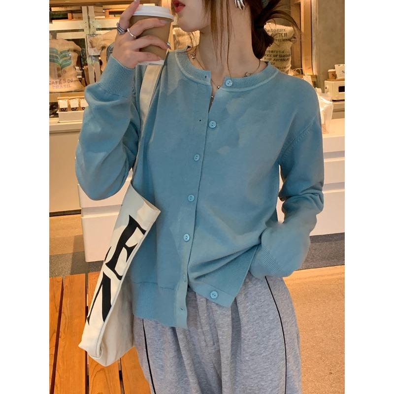 Fashion Long Sleeve Knitted Cardigan Womem Sweater Spring Autumn Casual Simple Jackets Elegant Loose Solid Color Women's Clothing