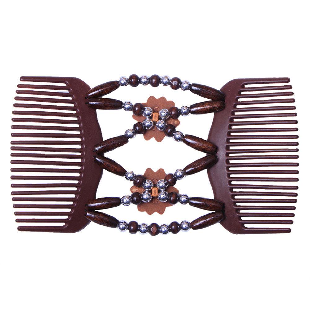 Women Retro Double Beaded Hair Magic Comb Clip