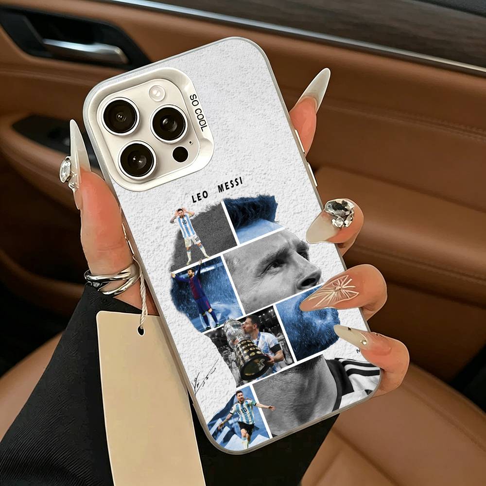 GOAT Fußballspieler M-messi Handyhülle für iPhone 17,16,15,14,13,12,11 Plus,Pro Max,XS,weiße silberne Handyhülle