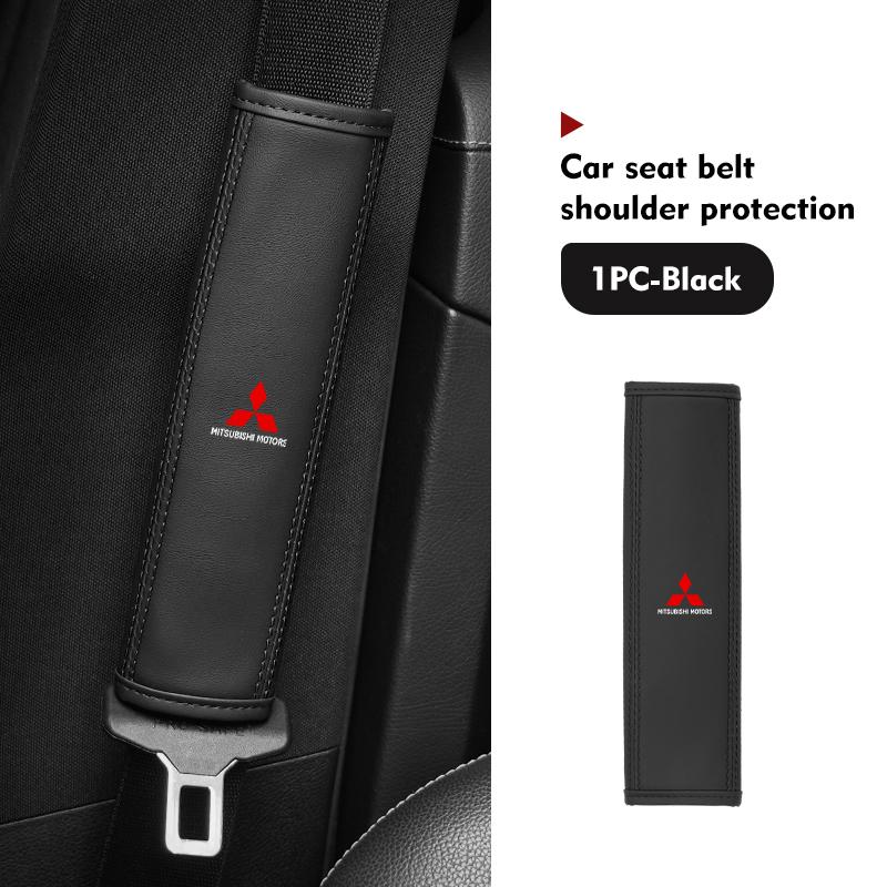 Car Logo Seat Belt Cover Shoulder Strap Protector Pads Interior Accessories For Mitsubishi Outlander Pajero Sport Lancer EX ASX