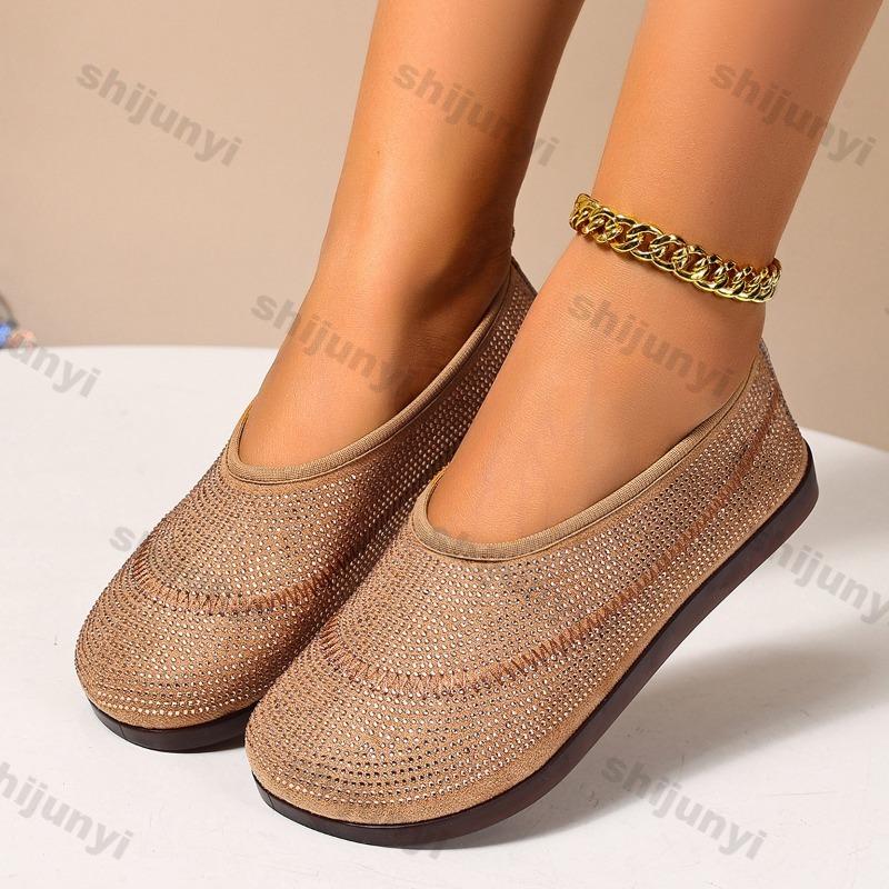 Women's Flats 2025 Summer New Round Toe Vintage Comfortable Slip On Casual Shoes Mesh Breathable Lightweight Sandals