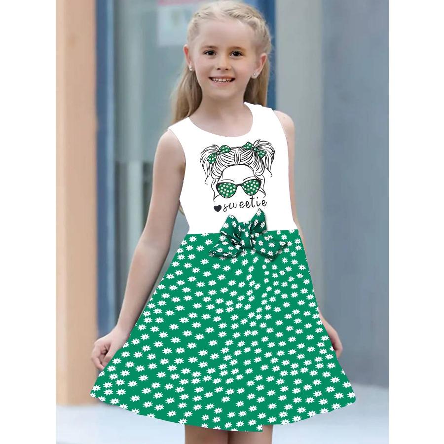 Sleeveless Crew Neck Vest Dress Foreign Style Cute Mermaid 3D Digital Printing Pattern Princess Dress