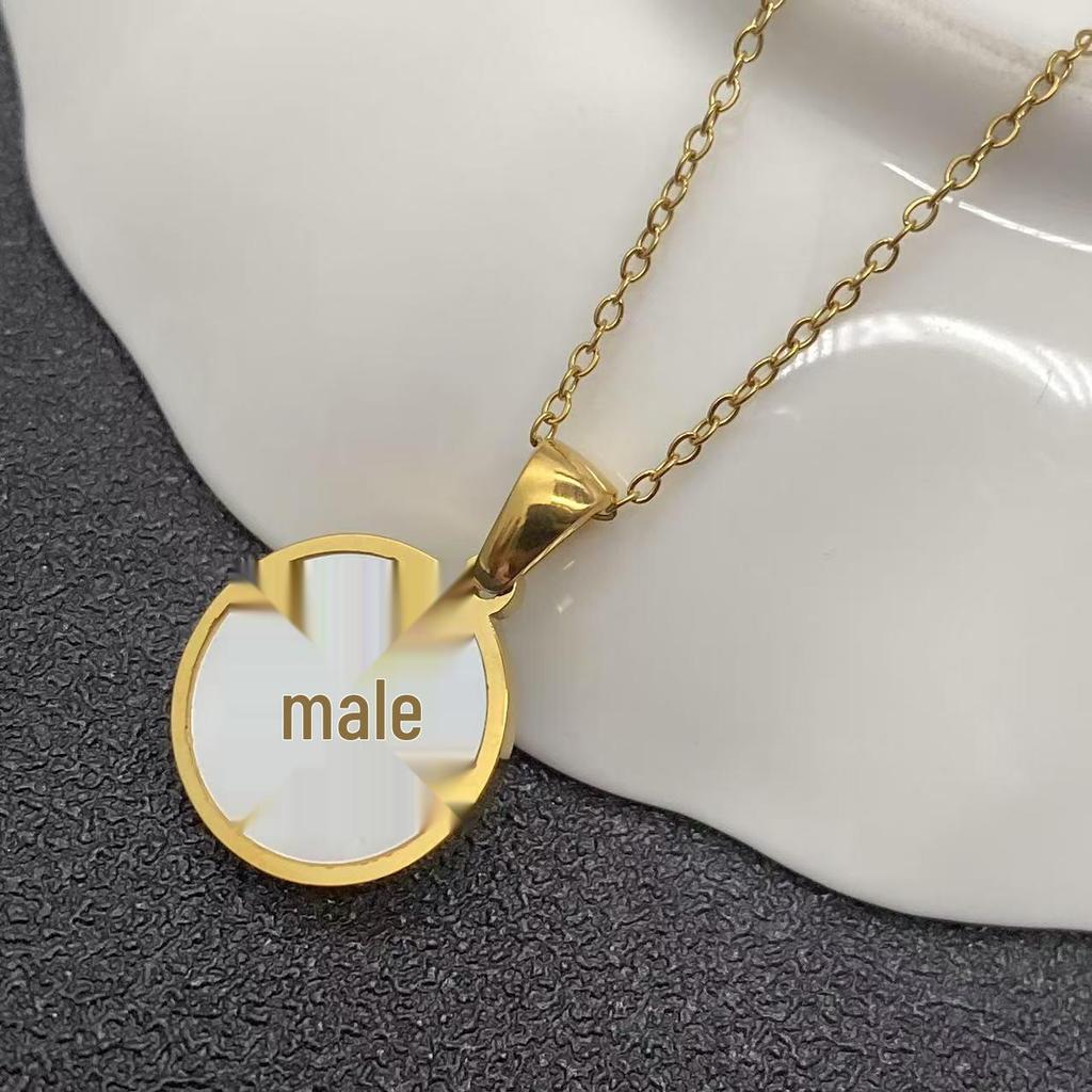 White Stainless Steel Small Round Tag Necklace - 26 Letters, Women's Cold Style Fashion, Versatile Light Luxury, 2025 Collection.