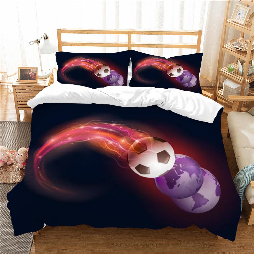 Heißer Verkauf 3D Fußball Malerei Bettbezug-Sets Hochwertige Bettwäsche Anzug König Doppel Größe Atmungsaktiv Schlafzimmer Dekoration Bettbezug-Sets