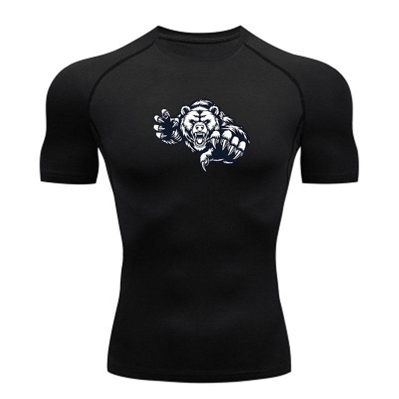 Men's Compression Athletic T-Shirt, Angry Wild Bear Graphic