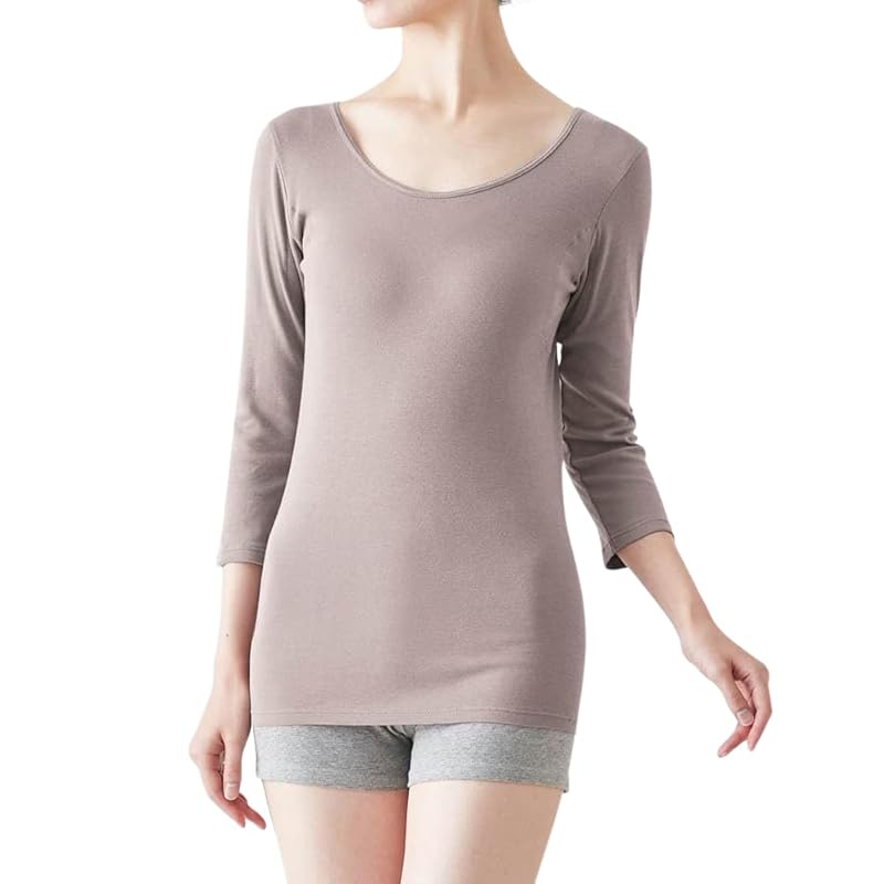 

[Belle Maison] inner shirt ladies cotton 3/4 sleeve water absorption quick drying deodorant sweat absorbing innerwear salary list cocoa LL