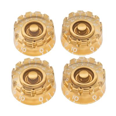 Musiclily Pro Notched Speed Metric for LP Les Paul Electric Gold of Knobs, Standard, Guitars, (Set 4)