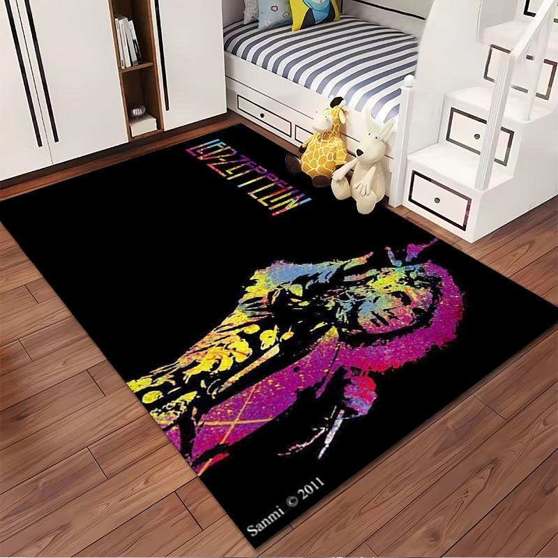 Psychedelic Led Zeppelin Artwork Rug Non-slip rug suitable for living room and bedroom sofas.
