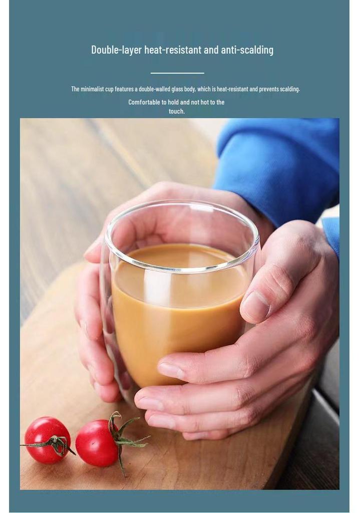 Double-Walled High-Temperature Resistant Glass Cup for Coffee, Milk, and Tea