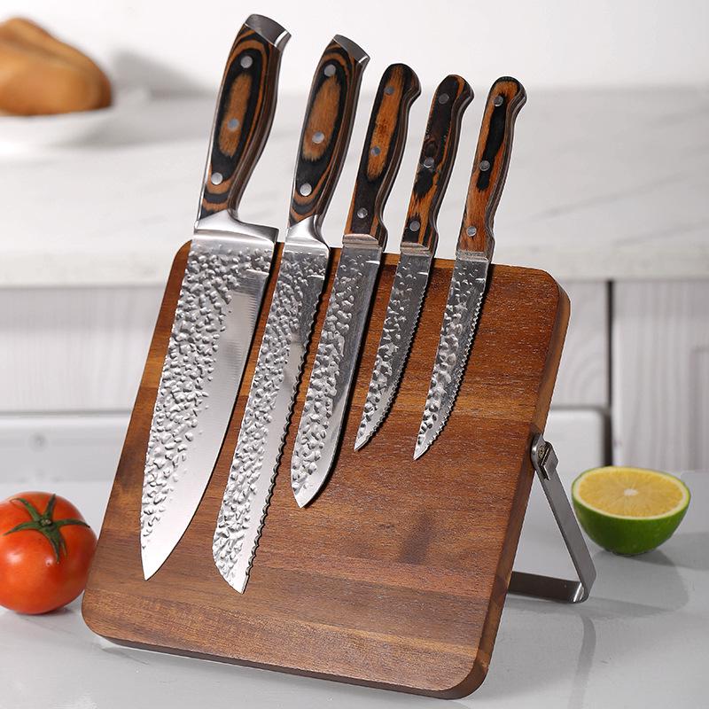 Double-Sided Magnetic Knife Holder – Solid Wood Stand for Kitchen Cleavers