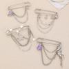 Metal Chain Tassel Chain Pin Butterfly Design Lapel Pin Chain Pendant Brooches  Wedding Party