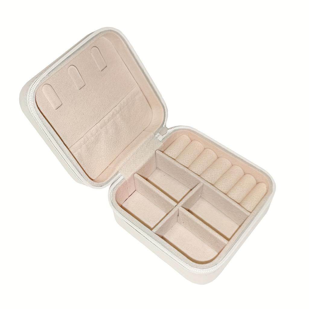 1PC Mini Portable Jewelry Storage Box with PU Leather Desktop Ring Roller Holder Travel Jewelry Box Is Suitable for Earring Rings and Accessories.