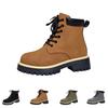 Women's Retro British Round Toe Lace-Up Boots with