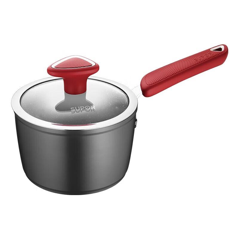 SUPOR Maifan Stone Non-Stick Saucepan with Glass Lid, 16CM