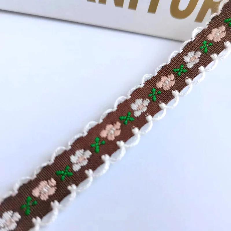 1cm Wide 22yard Ethnic Embroidery Lace Trim Countryside Style Ethnic Woven Ribbon Decoration Small Floral Clothing Accessory