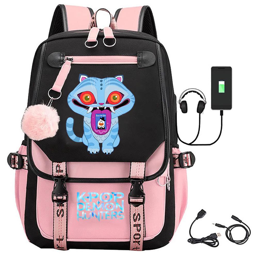 Witch Hunter Cartoon Printing Middle School High School Student School Bag Strap USB Multifunctional Backpack