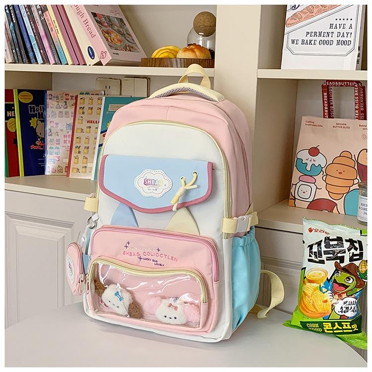 School Bag 2025 New Ins Cute College Style Versatile High Value Large Capacity Multi-compartment School Bag Sweet Backpack