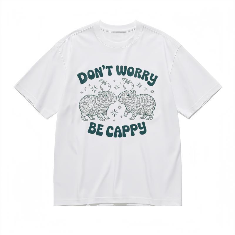 Men's Soft Fashion Classic T-Shirt Happy Animal with Apple Graphic Tee