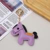 Lovely Leather Pony Keychain Cartoon Cute Zodiac Horse Pendant Car Keyring Backpack Hanging Decoration New Year Gift