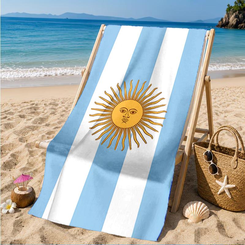 Asciugamano da Spiaggia con Design della Bandiera Argentina, Asciugatura Rapida, Facile da Curare, Adatto Sia per il Fitness che per le Vacanze al Mare, Essenziale per lo Sport