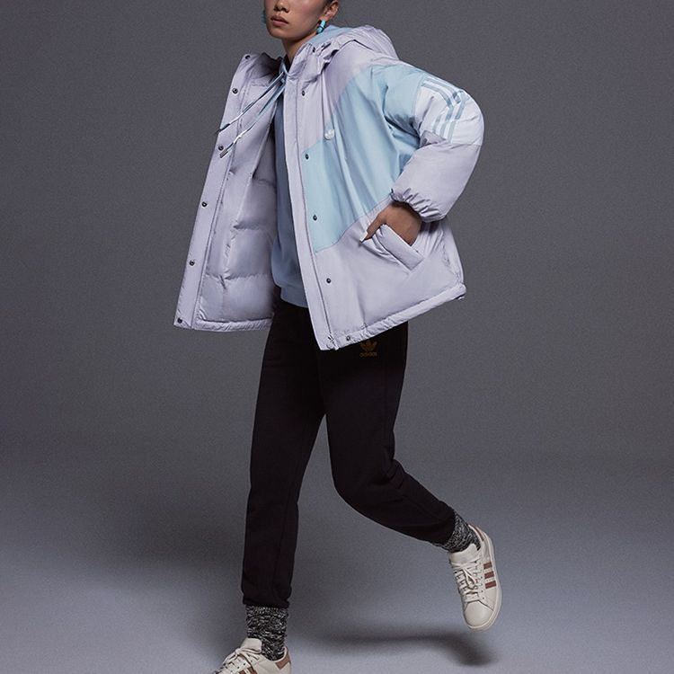 Adidas Originals 530 Color Block Hooded Down Jacket Women Outerwear Light-Purple IU4784