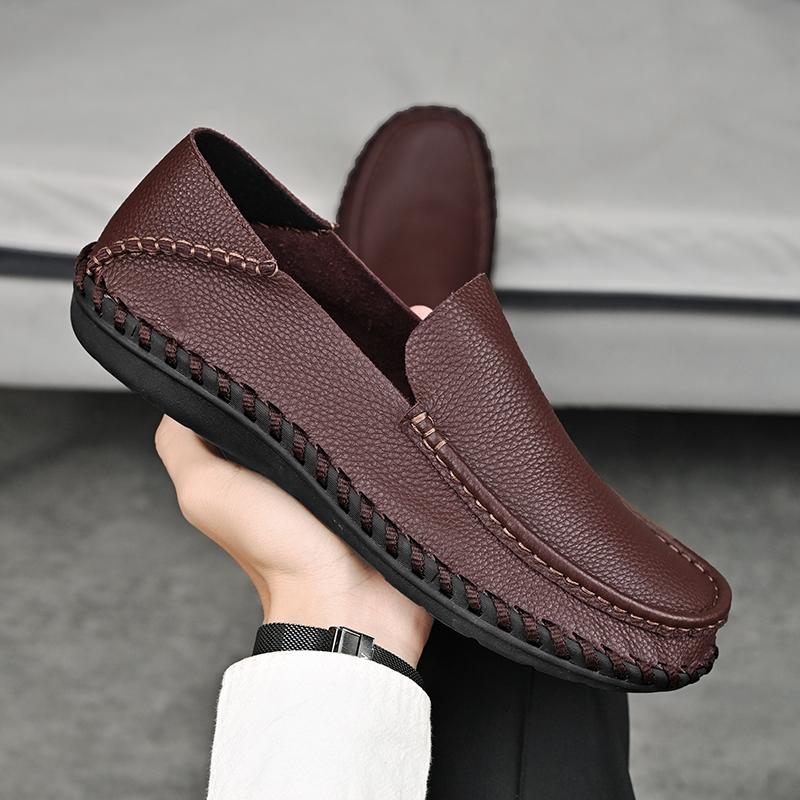 Primăvara Vară Moda Piele Pantofi Casual Bărbați Flat Cool Tânăr Stradă Negri Pantofi Slip-on Business Formali
