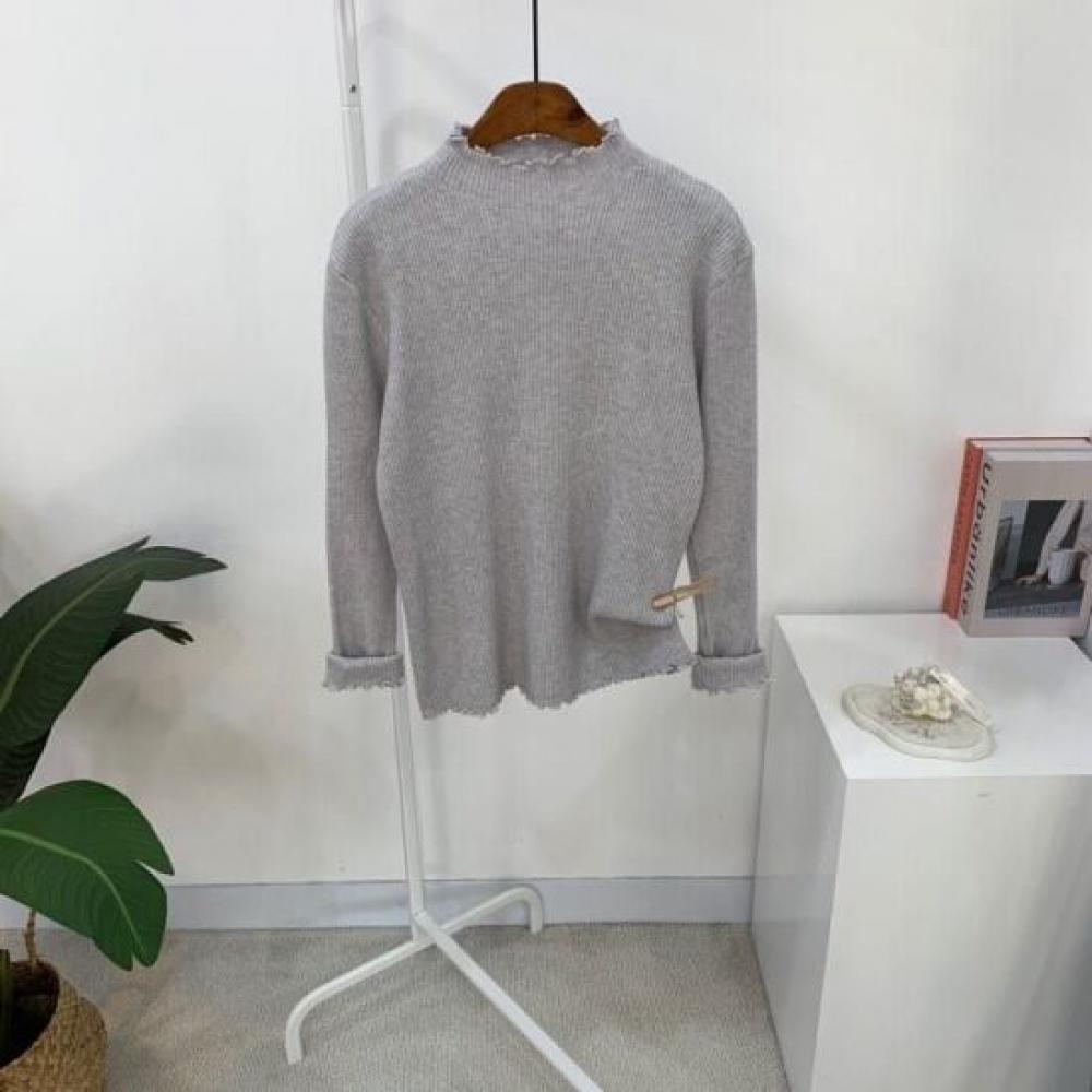 C S In The Room Spee Frill moCk neCk Rib Knit Long Sleeve 5ColorS