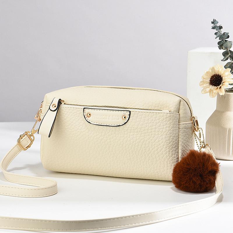 Cream Trendy Large Capacity Handbag Soft Material Retro Style Ideal For Use Everyday
