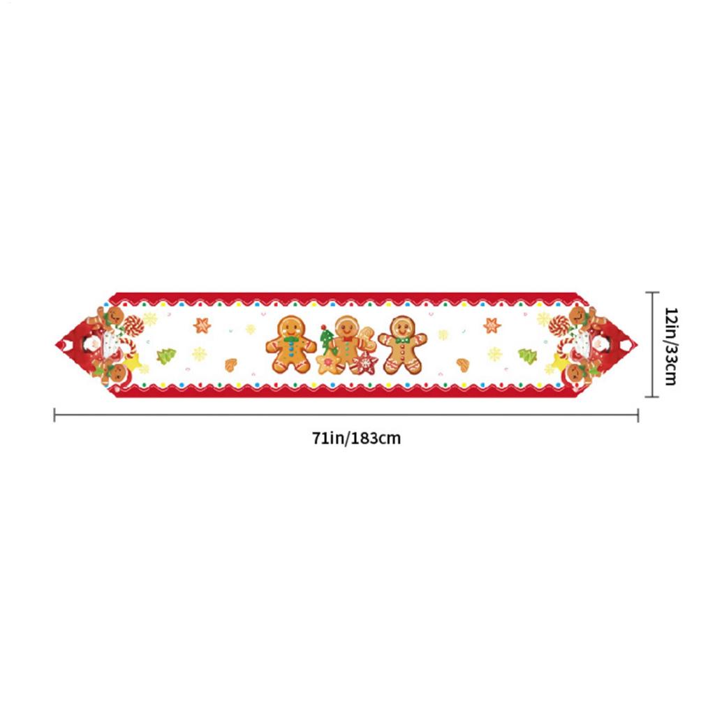 Table Runner Christmas Long Soft Christmas Decorations Gingerbread Man Santa Runner Table Cloth For Winter Party Decorations