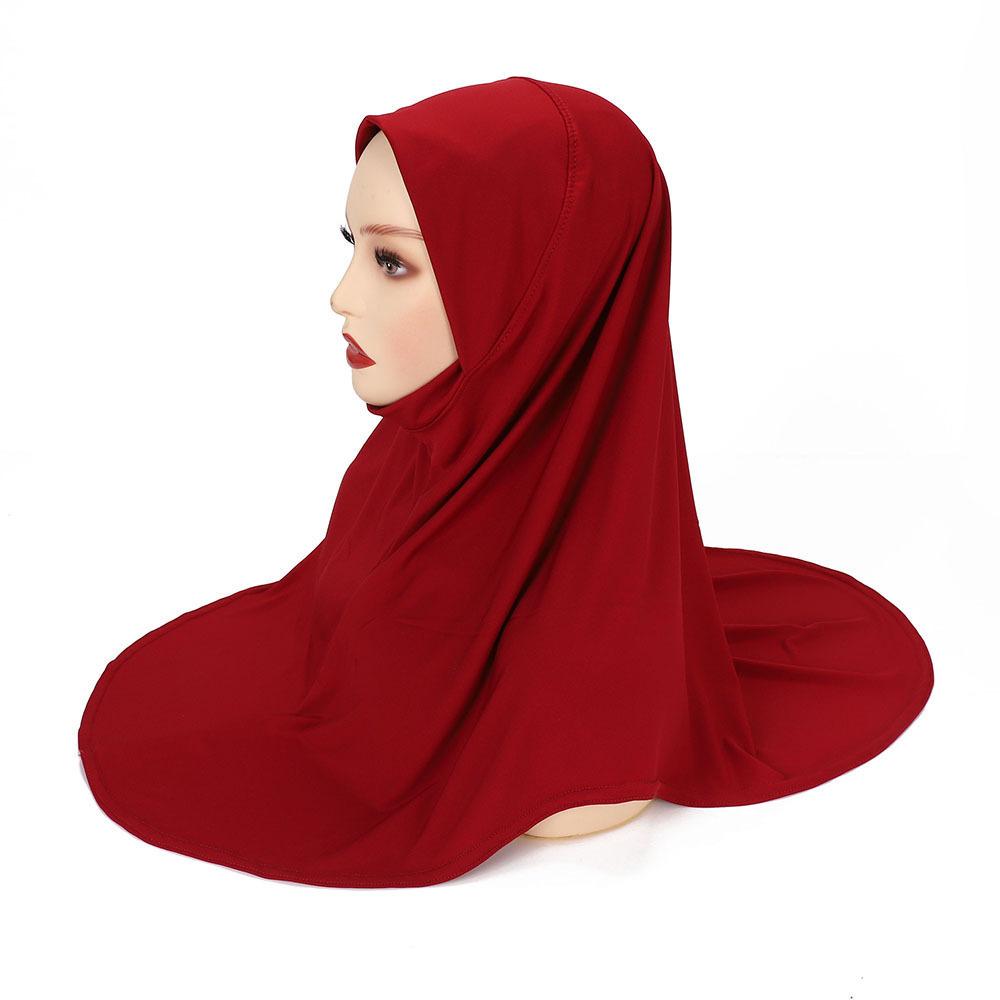 Malay Double Chin Undercap Muslim Women Solid Color Inner Scarf Islamic Instant Hijab Ladies Cap Crystal Hemp Bonnet Hat 80*55cm