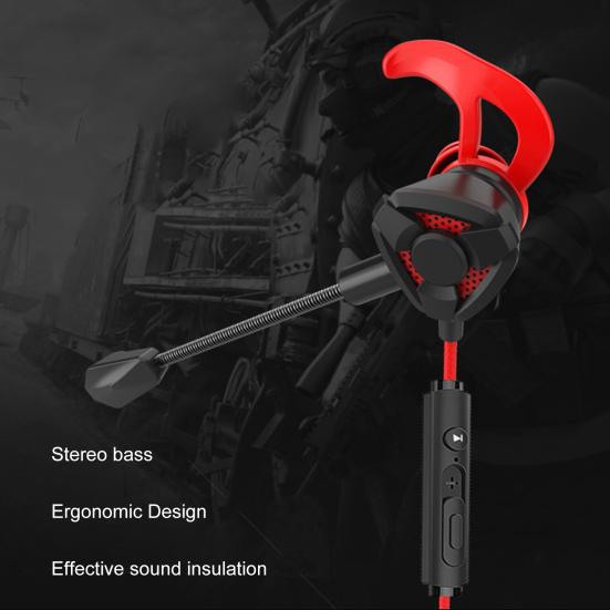 Gaming Earphone with Microphone Wire Control 3.5mm Jack In-ear Earphones E-sports Game Earphone for Mobile Phone