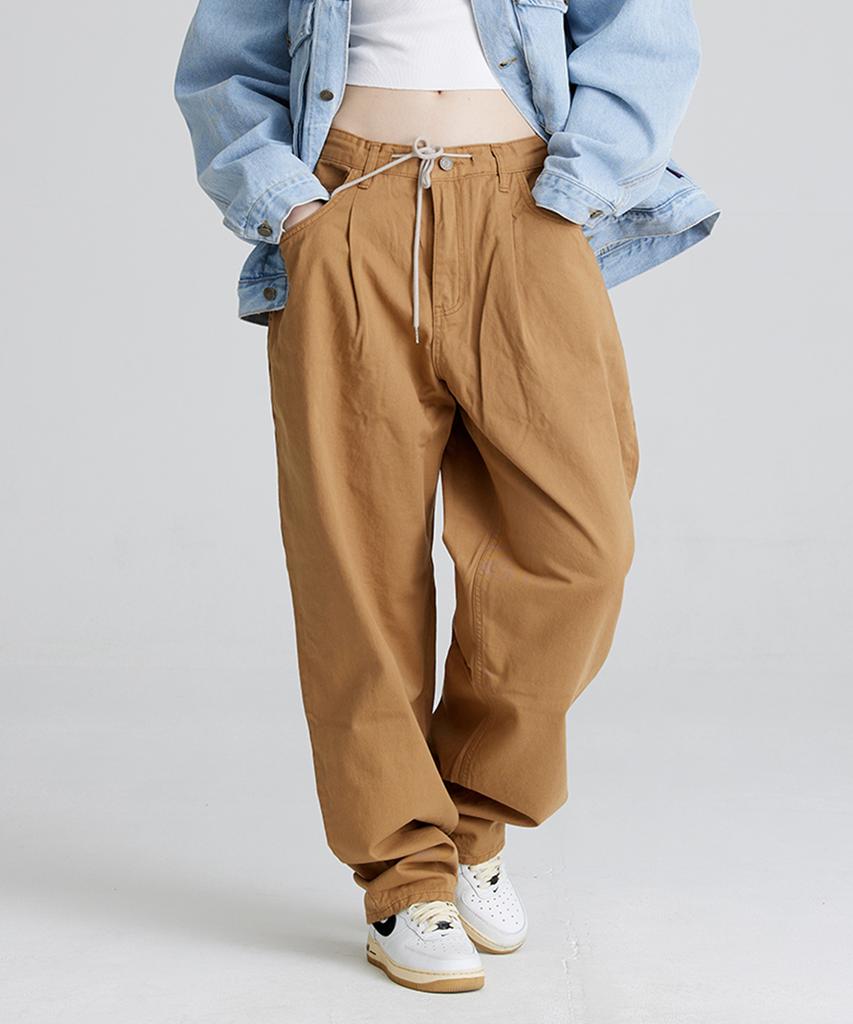 Bieseulaebis Mid 90 Baggy Cotton Pants Camel