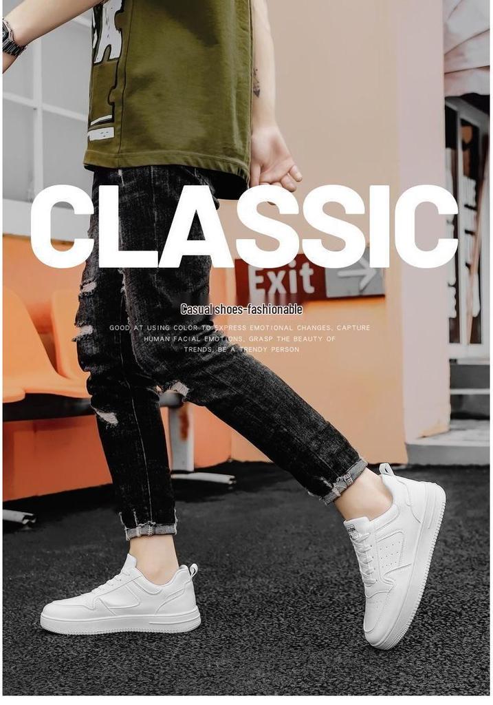 Men's Spring Breathable White Korean-Style Chunky Sneakers