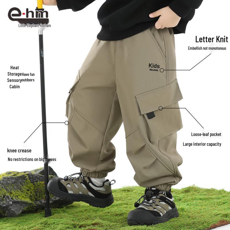 Little Elephant Hamm Boys  Fleece-Lined Winter Outdoor Cargo Pants 150 cm