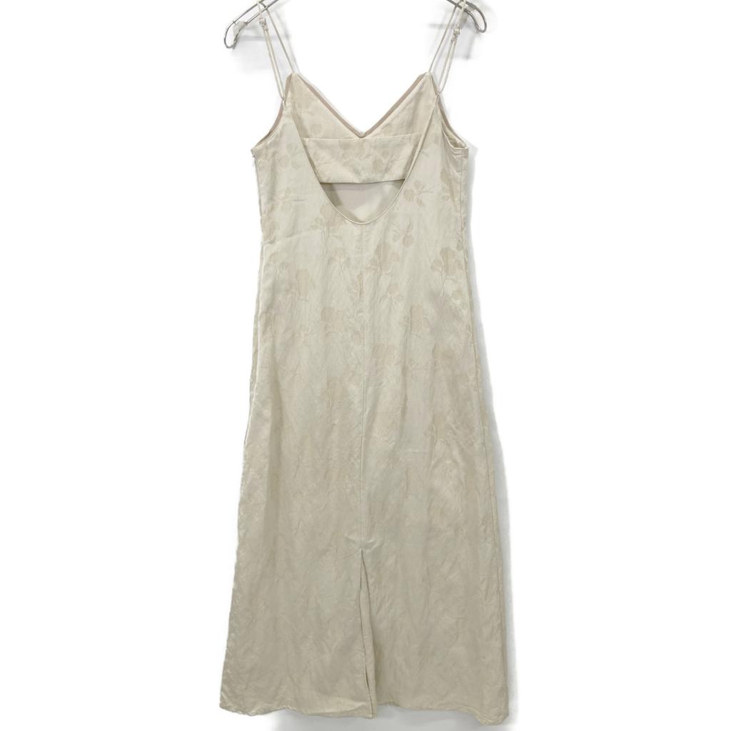 CLANE 15112-5142 Light Yellow Rayon Blend Vintage Flower Cami Dress Dress 1 beigeUsed