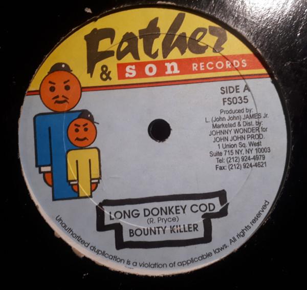 

12inch Record BOUNTY KILLER Long Donkey Cod FS035 Father Son Re 1993 US Reggae Ska Dub Used