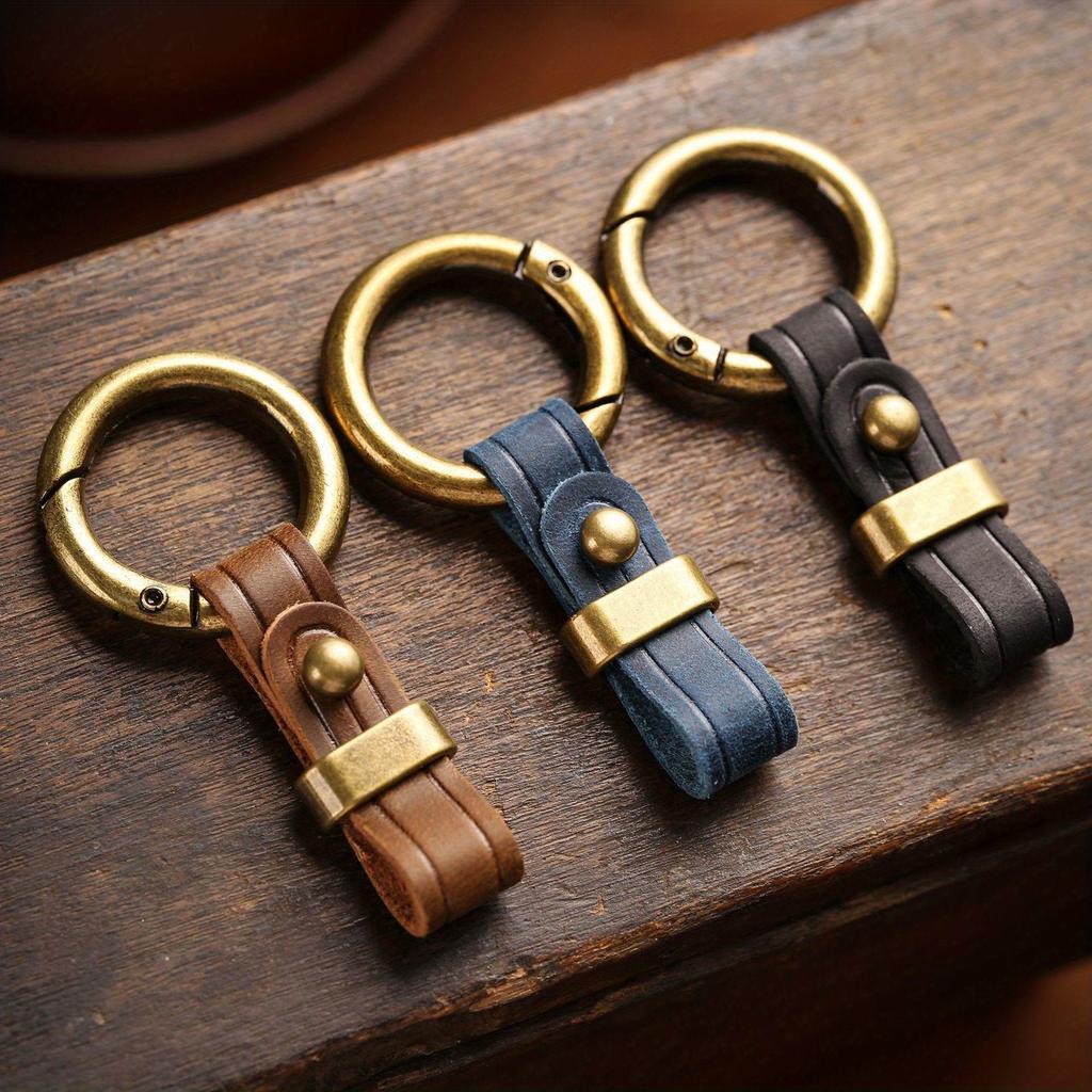 Genuine Leather Car Key Holder Metal Keychain EDC Smart Wallet Belt Hanging Keys Ring Small Gifts Man Keys Organizer