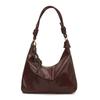 Glossy Faux Leather Hobo Bag for Women with Knotted Handle Soft Shoulder Bag for Everyday Use Casual Outings