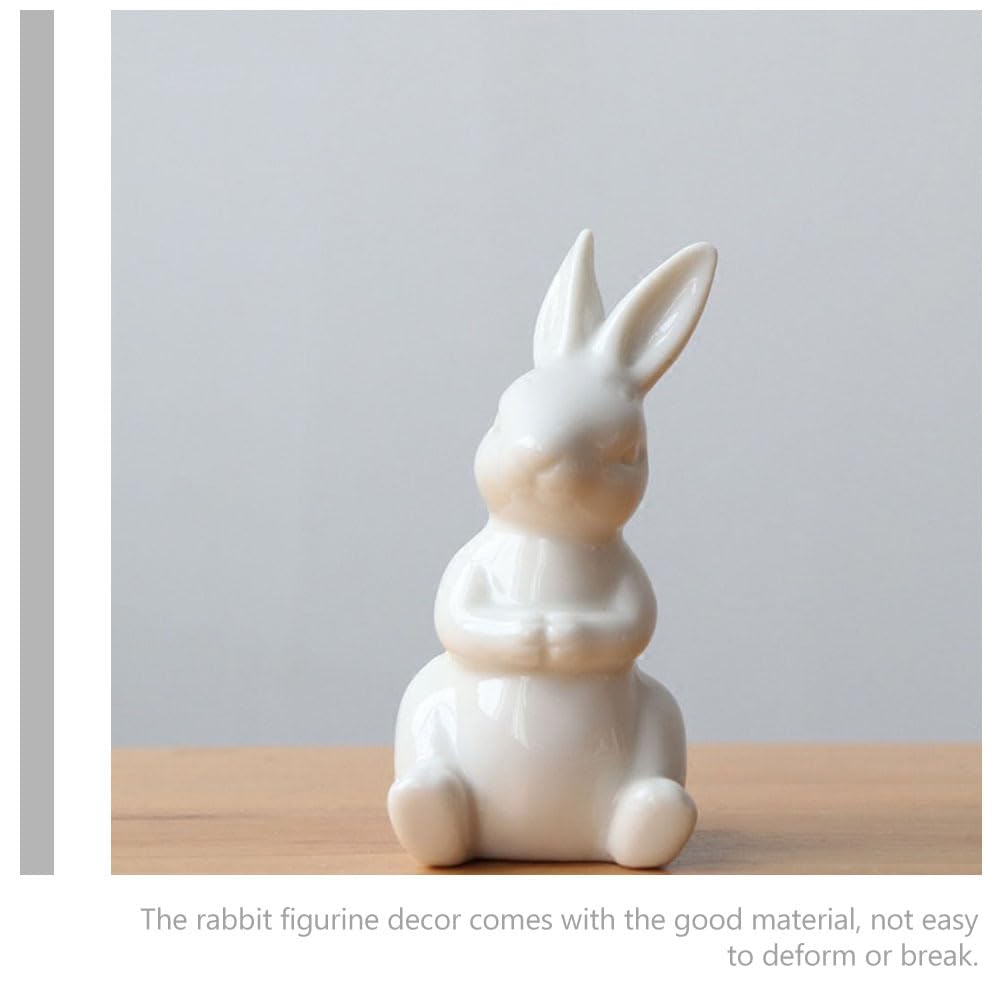 NUOBESTY Rabbit Figurine, Cute Easter Decoration, White Ceramic Rabbit Figurine, Nordic Style, Room Decor, Gift, Set of 2 (AB Style)