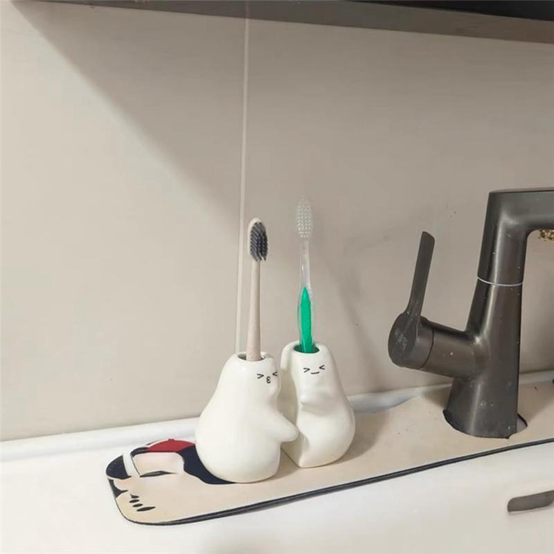 A95I- For Bathroom Set Of 2 Cute Tooth Brush Holders For Bathroom Countertop Home Office Table Decor Toothbrush Holder