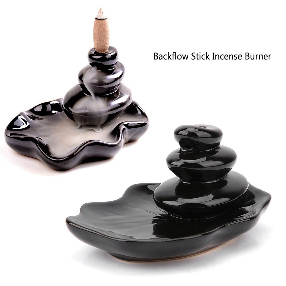 Home Decor Black Glaze Backflow Stick Incense   Ceramic   for Thouse