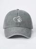 Washed Baseball Cap With Embroidered Heart And Paw Print, Adjustable Outdoor Sun Hat For Adults
