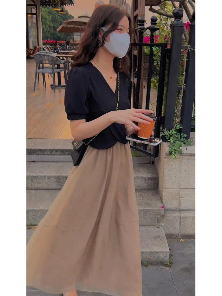 Influencer Women's Summer Two-Piece Set: Short Sleeve Crop Top & High Waist Midi Skirt