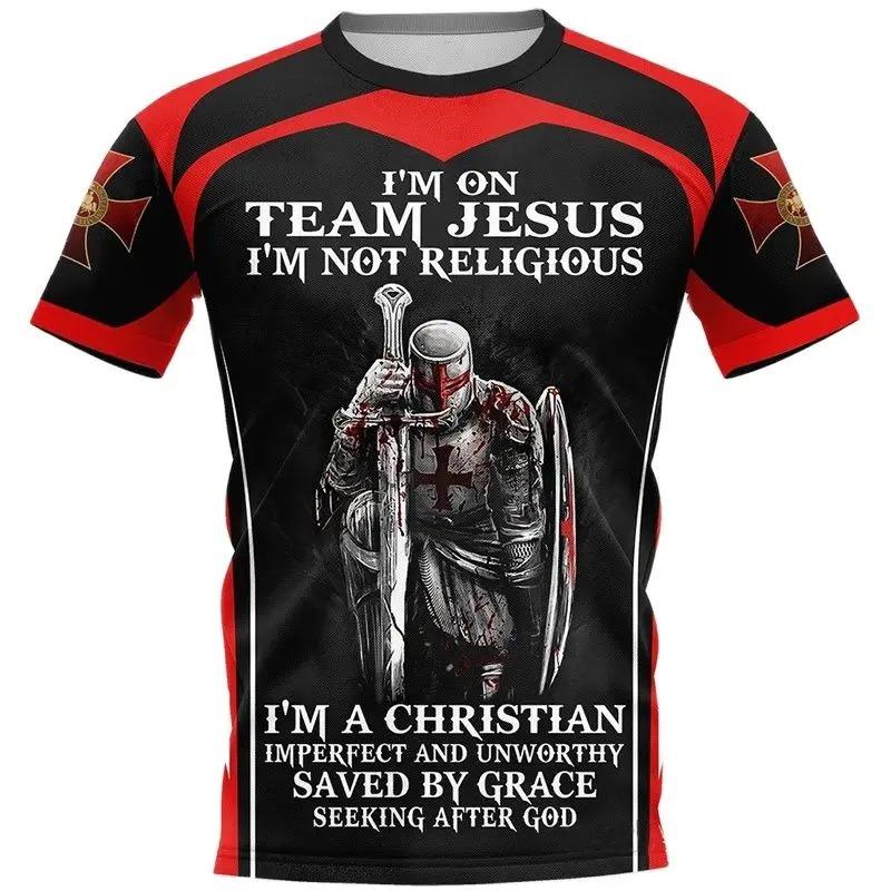Knights Templar 3D Printing T Shirt Man Summer O-Neck Short Sleeve Oversized Top Casual Tee Loose Streetwear Harajaku