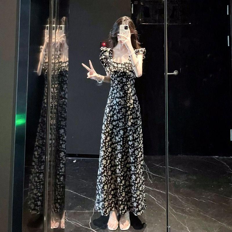 

Elegant Floral Maxi Dress - Slimming Waist, Backless French Fairy Style (2026 Summer Collection) M 86-105 lbs