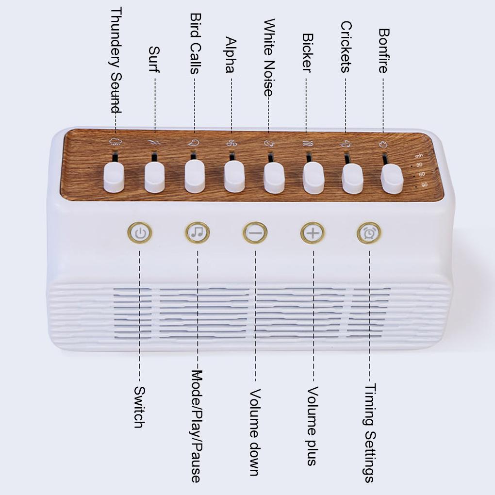 Baby White Noise Sleep Sound Machine Sleep Aids Tool 8 Natural Sounds Wireless Bluetooth-compatible Speaker Portable Music Box