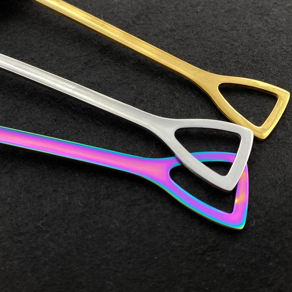 8 Stück Kaffeelöffel mit kreativem Griff, silberfarben, Edelstahl, für Tee, Dessert, langer Griff, Löffel, Eis, Schaufelform, Geschirr, Küchenzubehör