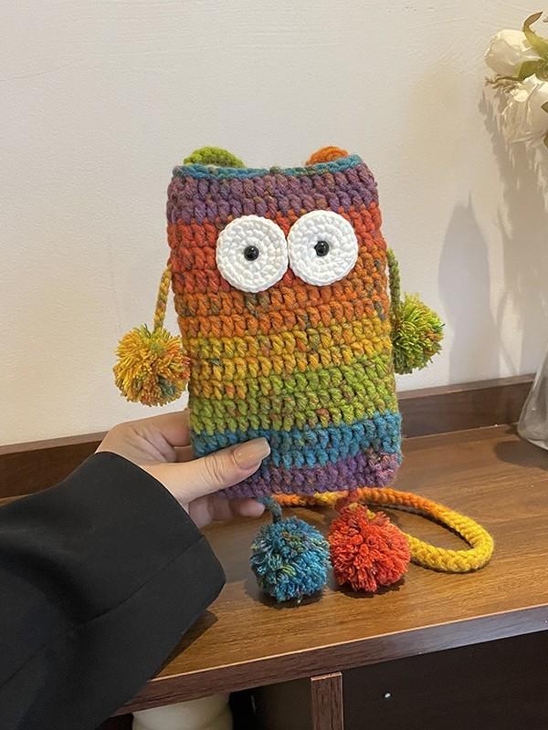 Small Monster Handwoven Bag With Polyester Yarn For Casual Daily Use