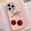 Glazed Sand Suitable for Iphone16 Mobile Phone Case Bow Cherry 15Promax Apple 13 Anti Fall 14 Princess Style 13