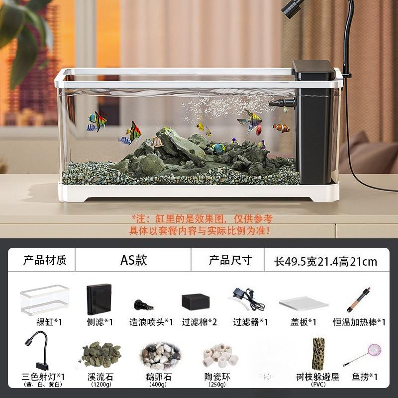 Acquario Stream in Acrilico da Scrivania Eco Filtro Laterale Acquario Paesaggistico Trasparente Simulazione Fiume Arredamento Acquatico Moderno per la Casa